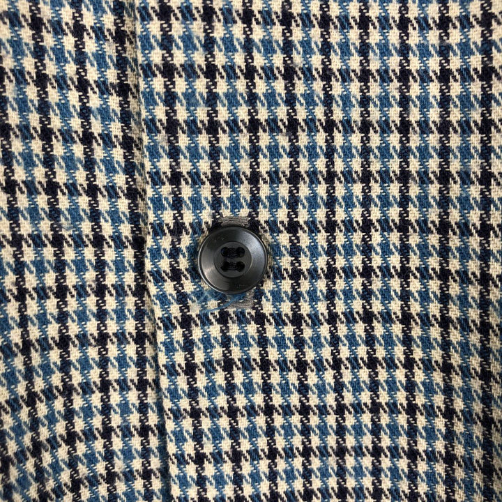 Sir Walter Check Pattern Long-Sleeve Flannel Check Shirt, Men's Size XL (approx.) polyester Blue type light blue Vintage Second Hand