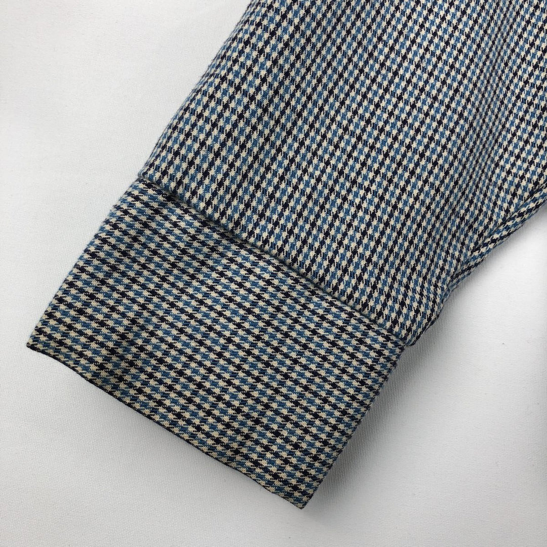Sir Walter Check Pattern Long-Sleeve Flannel Check Shirt, Men's Size XL (approx.) polyester Blue type light blue Vintage Second Hand