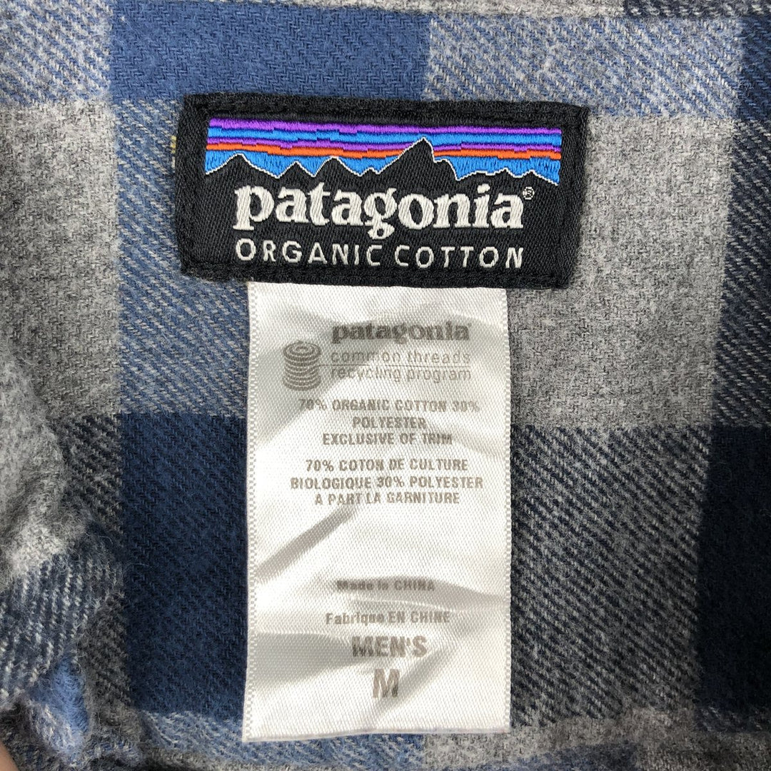 2000'S Patagonia Organic Cotton 53856F0 Long-Sleeve Button-Down Light Flannel Check Shirt, Men's Size M (approx.) cotton gray type Vintage Second Hand