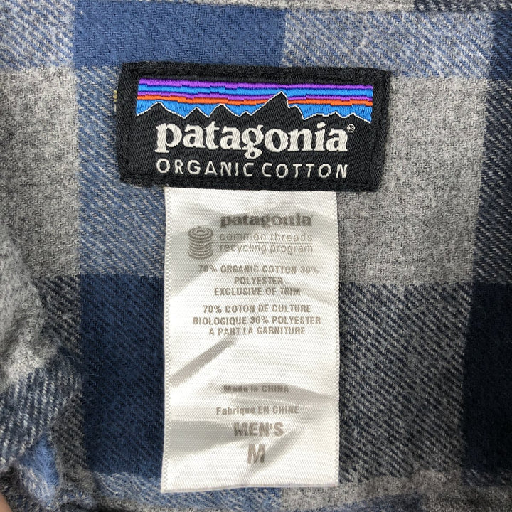 2000'S Patagonia Organic Cotton 53856F0 Long-Sleeve Button-Down Light Flannel Check Shirt, Men's Size M (approx.) cotton gray type Vintage Second Hand