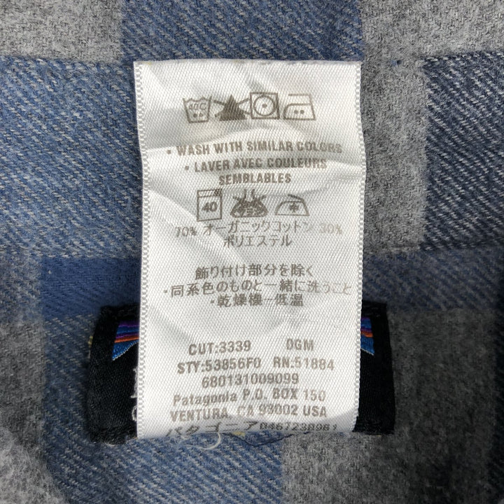 2000'S Patagonia Organic Cotton 53856F0 Long-Sleeve Button-Down Light Flannel Check Shirt, Men's Size M (approx.) cotton gray type Vintage Second Hand