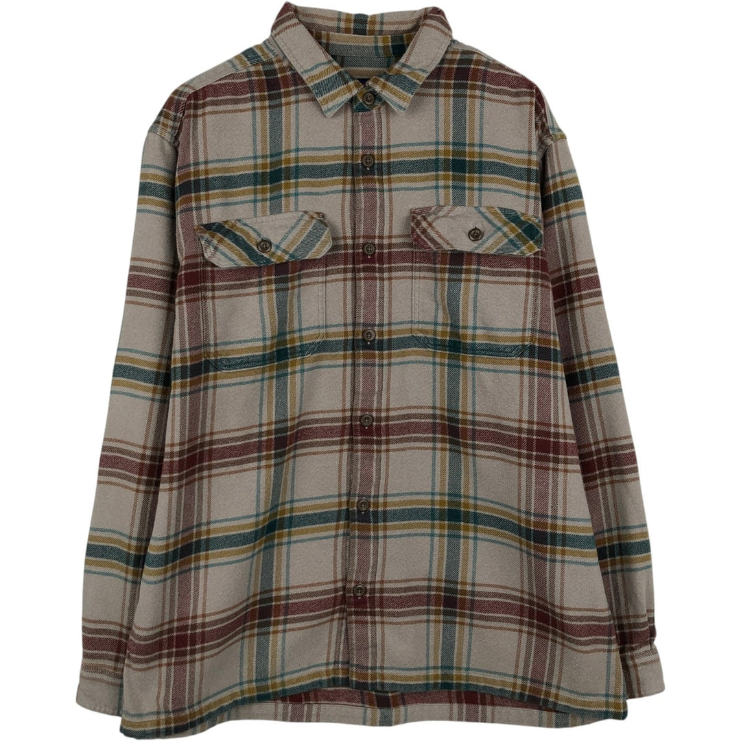 Patagonia 53947FA19 Long-Sleeve Flannel Check Shirt, Boxy Shirt, Men's Size L (approx.) cotton Beige type Vintage Second Hand