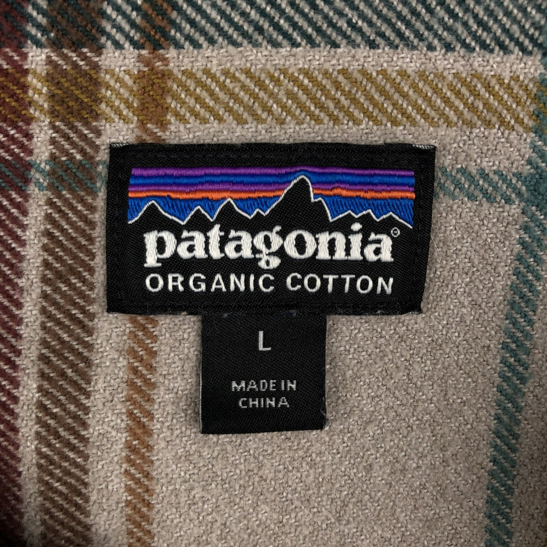 Patagonia 53947FA19 Long-Sleeve Flannel Check Shirt, Boxy Shirt, Men's Size L (approx.) cotton Beige type Vintage Second Hand
