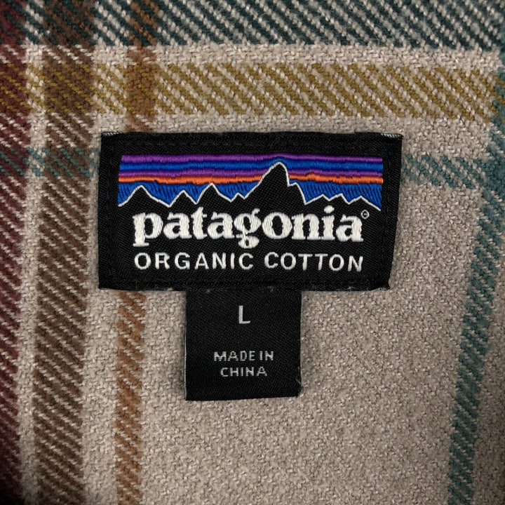 Patagonia 53947FA19 Long-Sleeve Flannel Check Shirt, Boxy Shirt, Men's Size L (approx.) cotton Beige type Vintage Second Hand