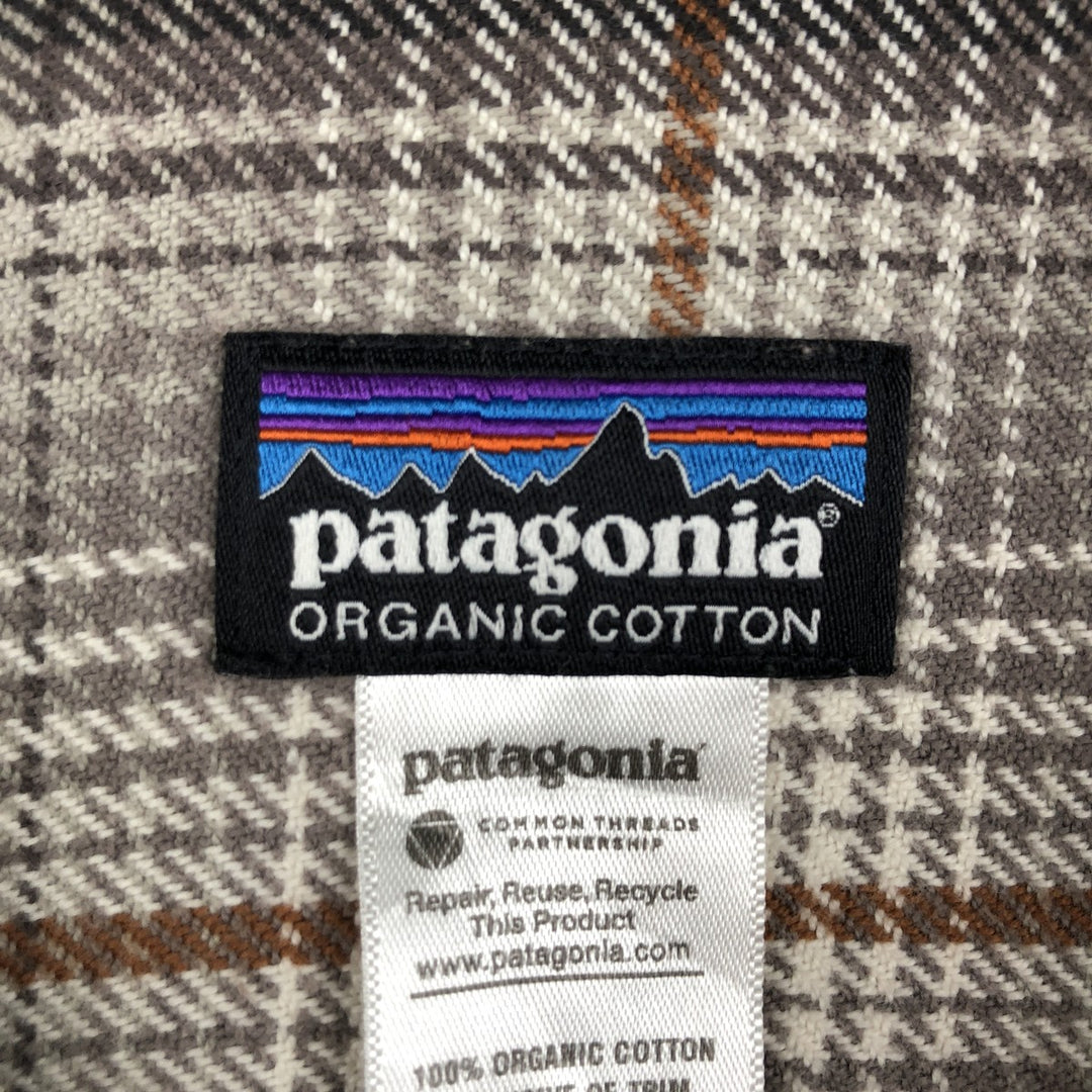 Patagonia Organic Cotton 53947FA13 Long-Sleeve Flannel Check Shirt, Men's Size XL (approx.) Organic cotton Beige type Vintage Second Hand
