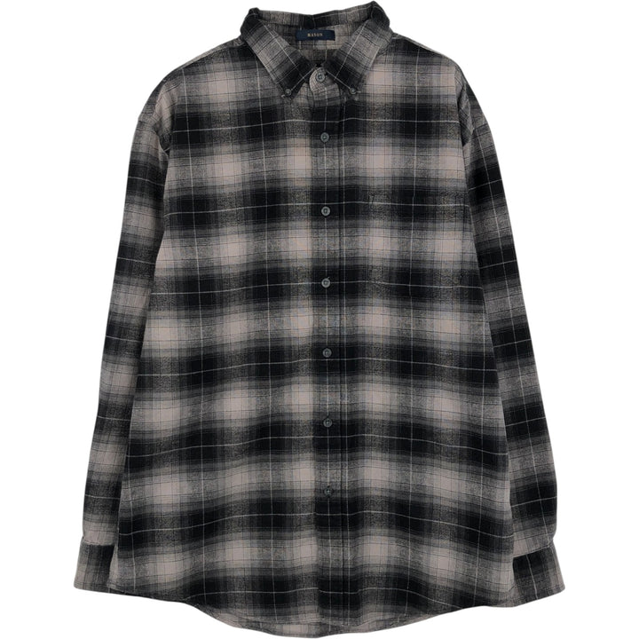 Pendleton MASON Long-Sleeve Button-Down Light Flannel Check Shirt, Men's Size L (approx.) cotton black type Vintage Second Hand