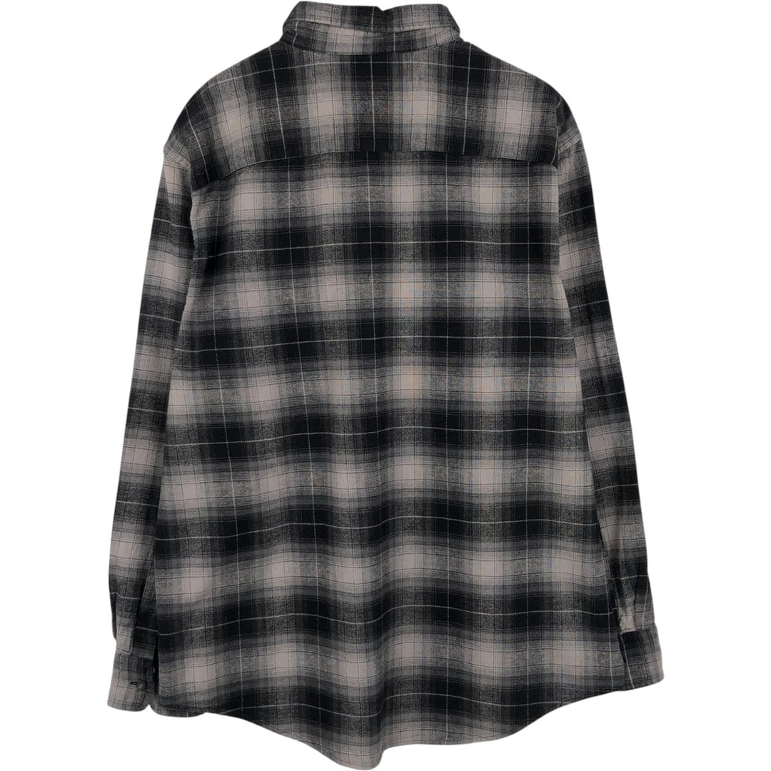 Pendleton MASON Long-Sleeve Button-Down Light Flannel Check Shirt, Men's Size L (approx.) cotton black type Vintage Second Hand