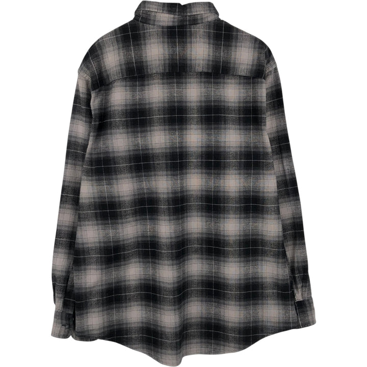 Pendleton MASON Long-Sleeve Button-Down Light Flannel Check Shirt, Men's Size L (approx.) cotton black type Vintage Second Hand