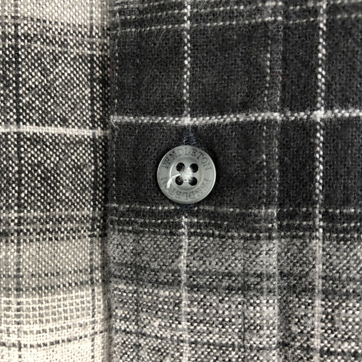 Pendleton MASON Long-Sleeve Button-Down Light Flannel Check Shirt, Men's Size L (approx.) cotton black type Vintage Second Hand