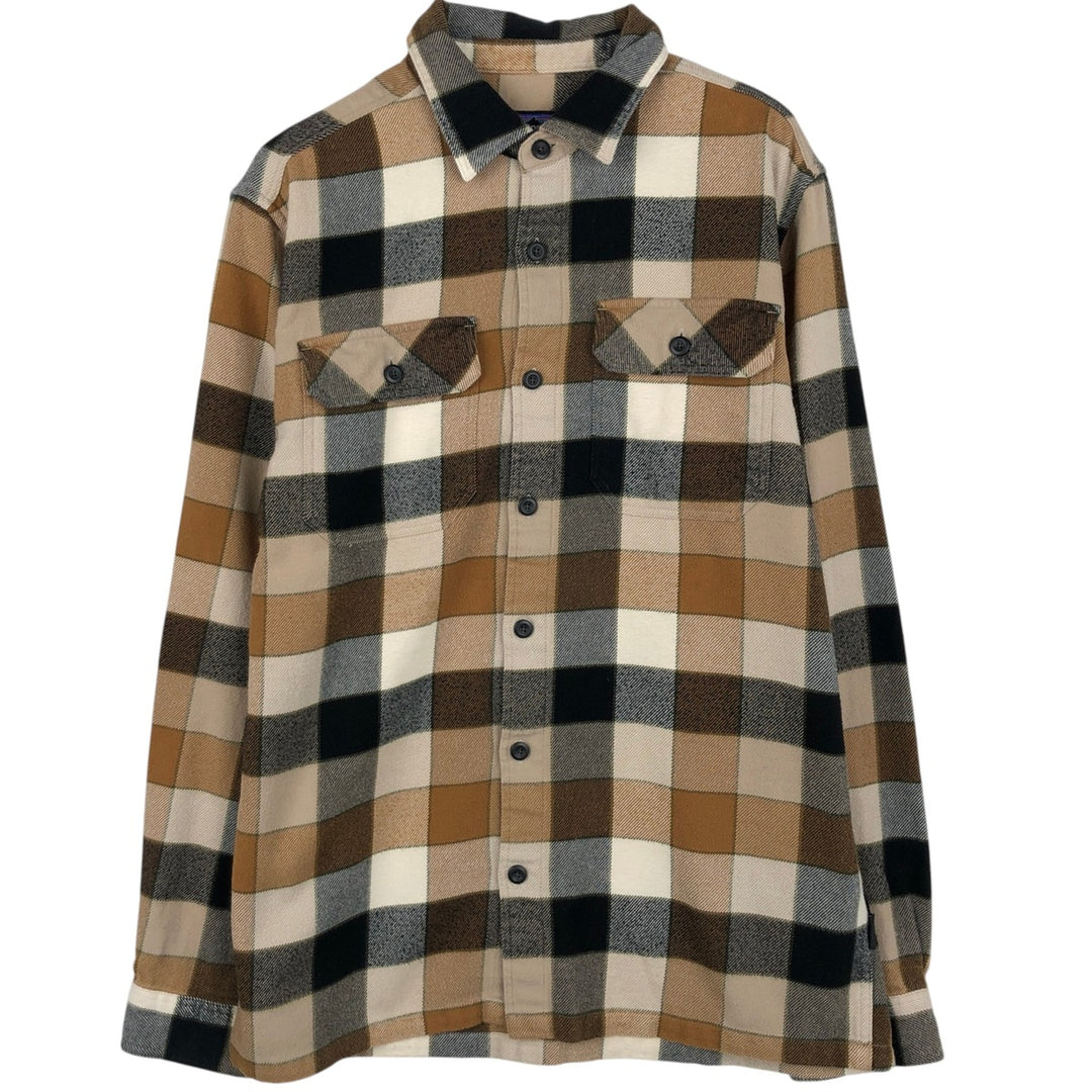 Patagonia ORGANIC COTTON 53947FA11 Long-Sleeve Flannel Check Shirt, Men's Size S (approx.) Organic cotton Beige type Vintage Second Hand