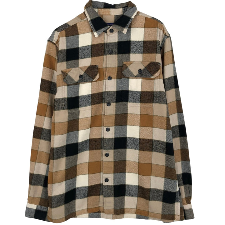 Patagonia ORGANIC COTTON 53947FA11 Long-Sleeve Flannel Check Shirt, Men's Size S (approx.) Organic cotton Beige type Vintage Second Hand