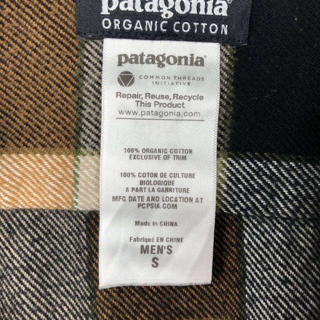 Patagonia ORGANIC COTTON 53947FA11 Long-Sleeve Flannel Check Shirt, Men's Size S (approx.) Organic cotton Beige type Vintage Second Hand
