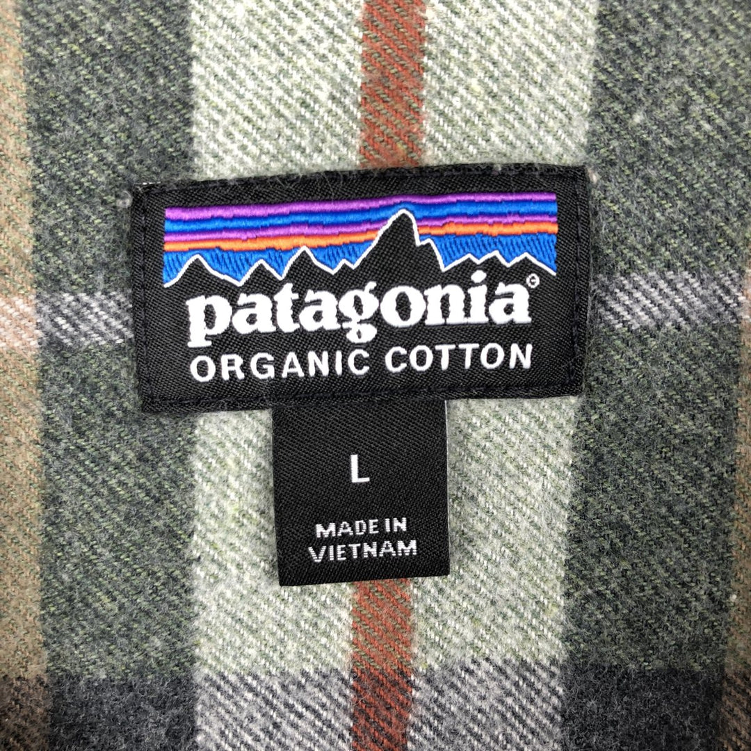 Patagonia ORGANIC COTTON 42400FA21 Long-Sleeve Flannel Check Shirt, Men's Size L (approx.) Organic cotton Beige type Vintage Second Hand