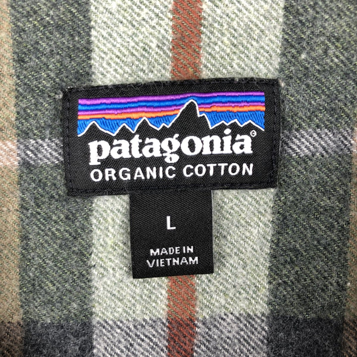 Patagonia ORGANIC COTTON 42400FA21 Long-Sleeve Flannel Check Shirt, Men's Size L (approx.) Organic cotton Beige type Vintage Second Hand
