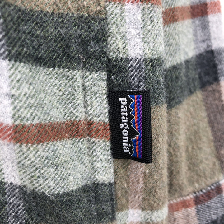 Patagonia ORGANIC COTTON 42400FA21 Long-Sleeve Flannel Check Shirt, Men's Size L (approx.) Organic cotton Beige type Vintage Second Hand