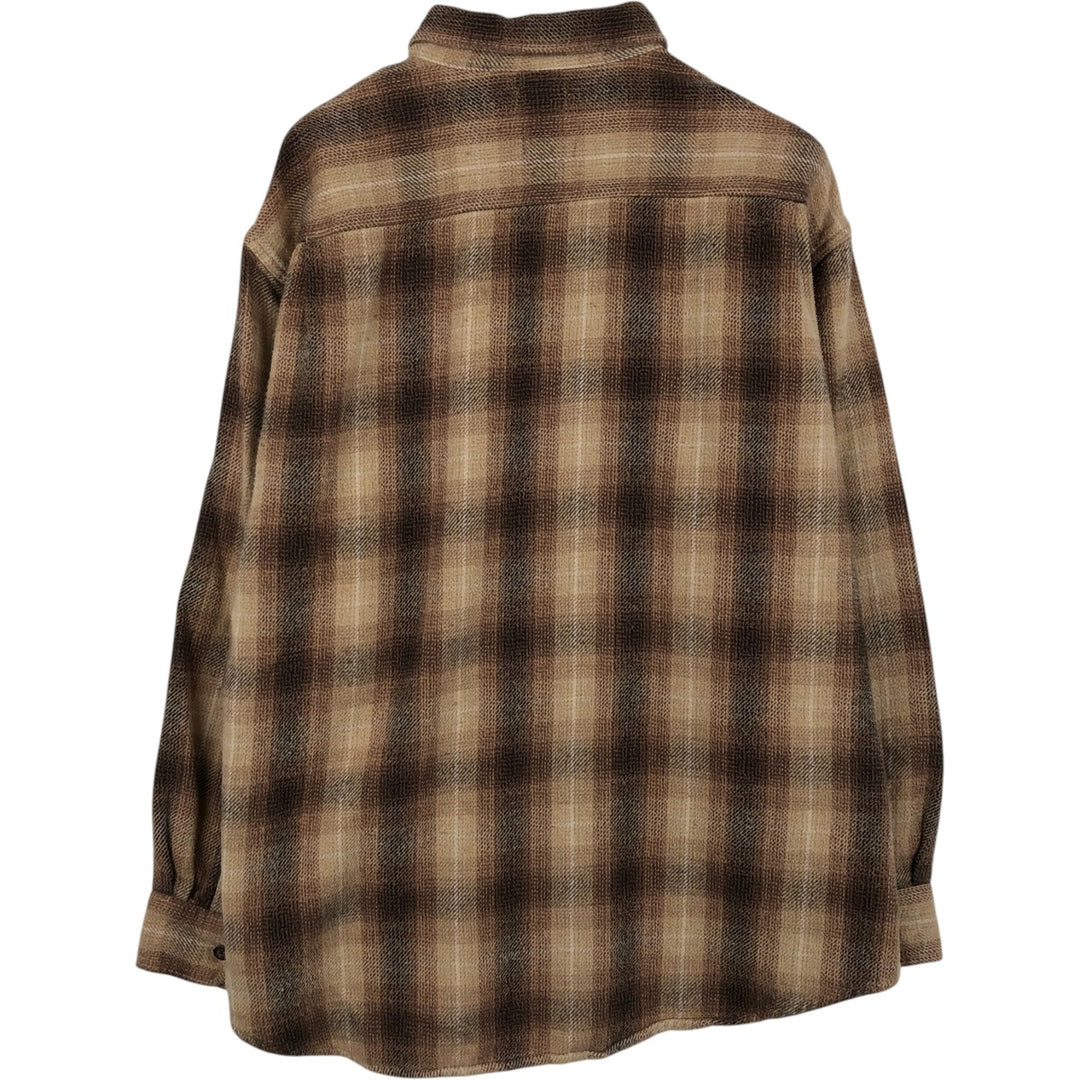 90s-00'S St. John's Bay BRAWNY Ombre Check Long Sleeve Heavy Flannel Check Shirt, Men's XL (approx.) Vintage cotton Beige type Vintage Second Hand