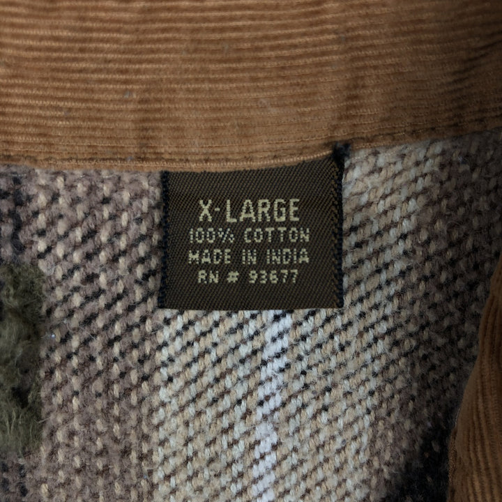 90s-00'S St. John's Bay BRAWNY Ombre Check Long Sleeve Heavy Flannel Check Shirt, Men's XL (approx.) Vintage cotton Beige type Vintage Second Hand