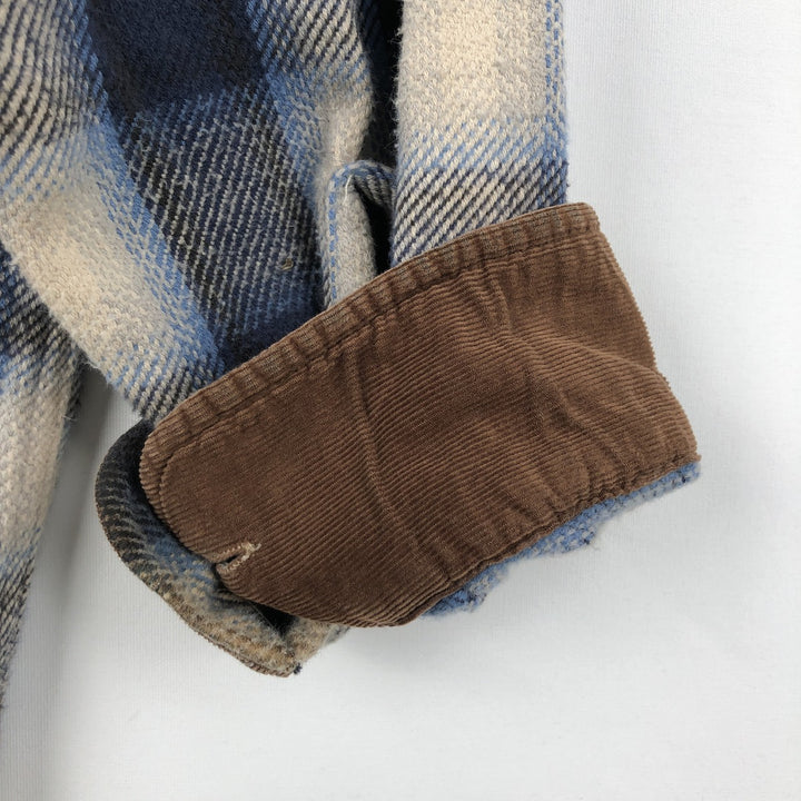 90s-00'S St. John's Bay Ombre Check Long-Sleeve Heavy Flannel Check Shirt, Men's Size L (Equivalent), Vintage cotton blue type Vintage Second Hand
