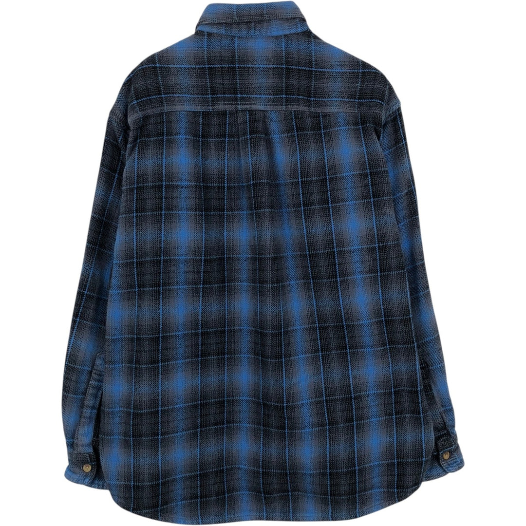 90'S FIELDN FOREST Ombre Check Long-Sleeve Button-Down Heavy Flannel Check Shirt, Men's Size L (Equivalent), Vintage cotton blue type Vintage Second Hand