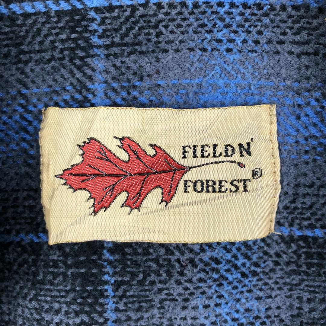 90'S FIELDN FOREST Ombre Check Long-Sleeve Button-Down Heavy Flannel Check Shirt, Men's Size L (Equivalent), Vintage cotton blue type Vintage Second Hand