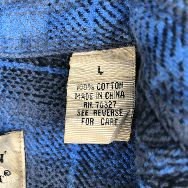 90'S FIELDN FOREST Ombre Check Long-Sleeve Button-Down Heavy Flannel Check Shirt, Men's Size L (Equivalent), Vintage cotton blue type Vintage Second Hand