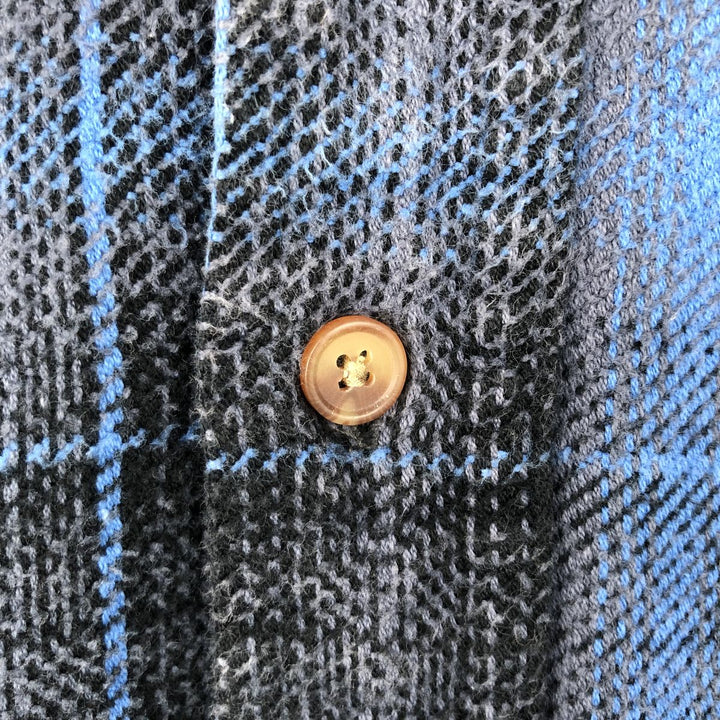 90'S FIELDN FOREST Ombre Check Long-Sleeve Button-Down Heavy Flannel Check Shirt, Men's Size L (Equivalent), Vintage cotton blue type Vintage Second Hand