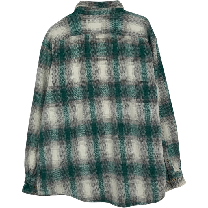 NORTHWEST TERRITORY Ombre Check Long-Sleeve Flannel Check Shirt (Men's Size L) cotton green type Vintage Second Hand