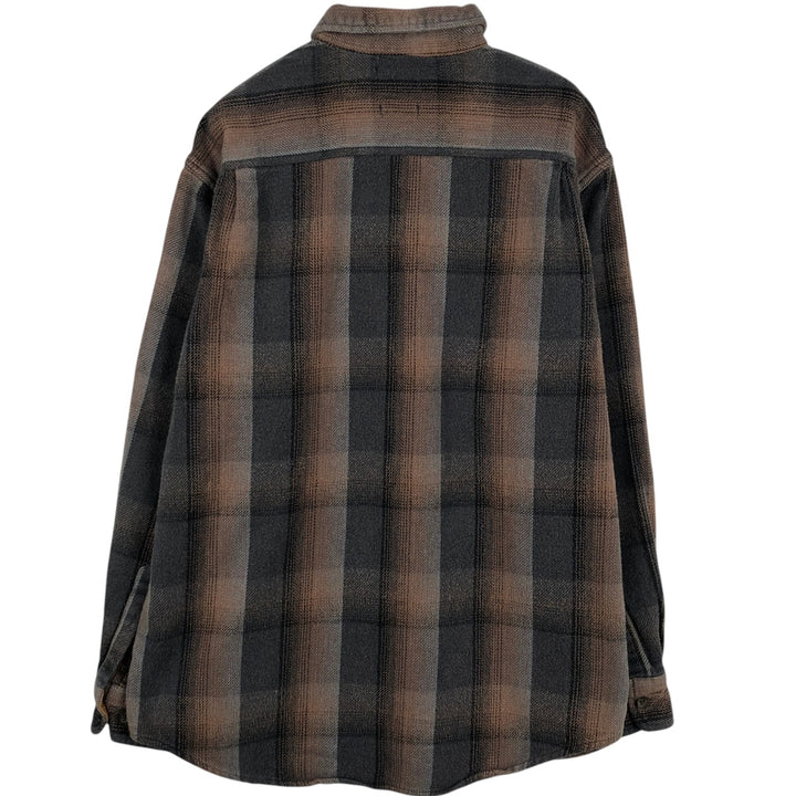 90s-00'S St. John's Bay Browny Long-Sleeve Flannel Check Shirt, Men's Size L (approx.), Vintage cotton brown type Vintage Second Hand