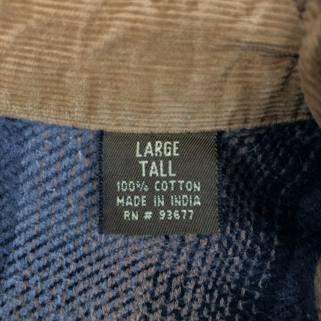 90s-00'S St. John's Bay Browny Long-Sleeve Flannel Check Shirt, Men's Size L (approx.), Vintage cotton brown type Vintage Second Hand