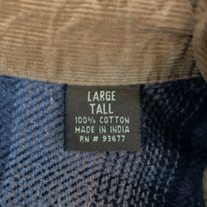 90s-00'S St. John's Bay Browny Long-Sleeve Flannel Check Shirt, Men's Size L (approx.), Vintage cotton brown type Vintage Second Hand