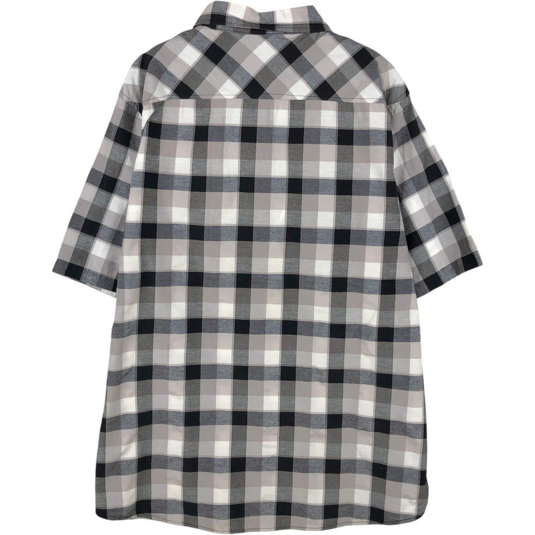 Dickies Check Pattern Short Sleeve Work Shirt Men's XL cotton black type Vintage Second Hand