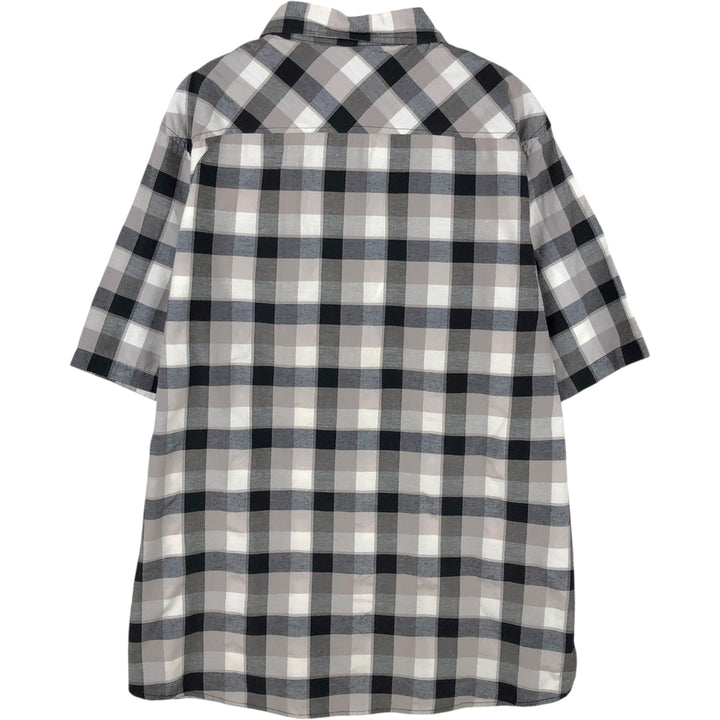 Dickies Check Pattern Short Sleeve Work Shirt Men's XL cotton black type Vintage Second Hand