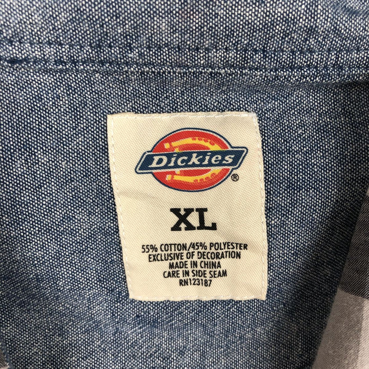 Dickies Check Pattern Short Sleeve Work Shirt Men's XL cotton black type Vintage Second Hand