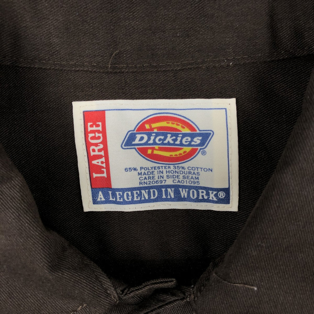 Dickies Short Sleeve Work Shirt Box Shirt Men's L Size polyester brown type Vintage Second Hand