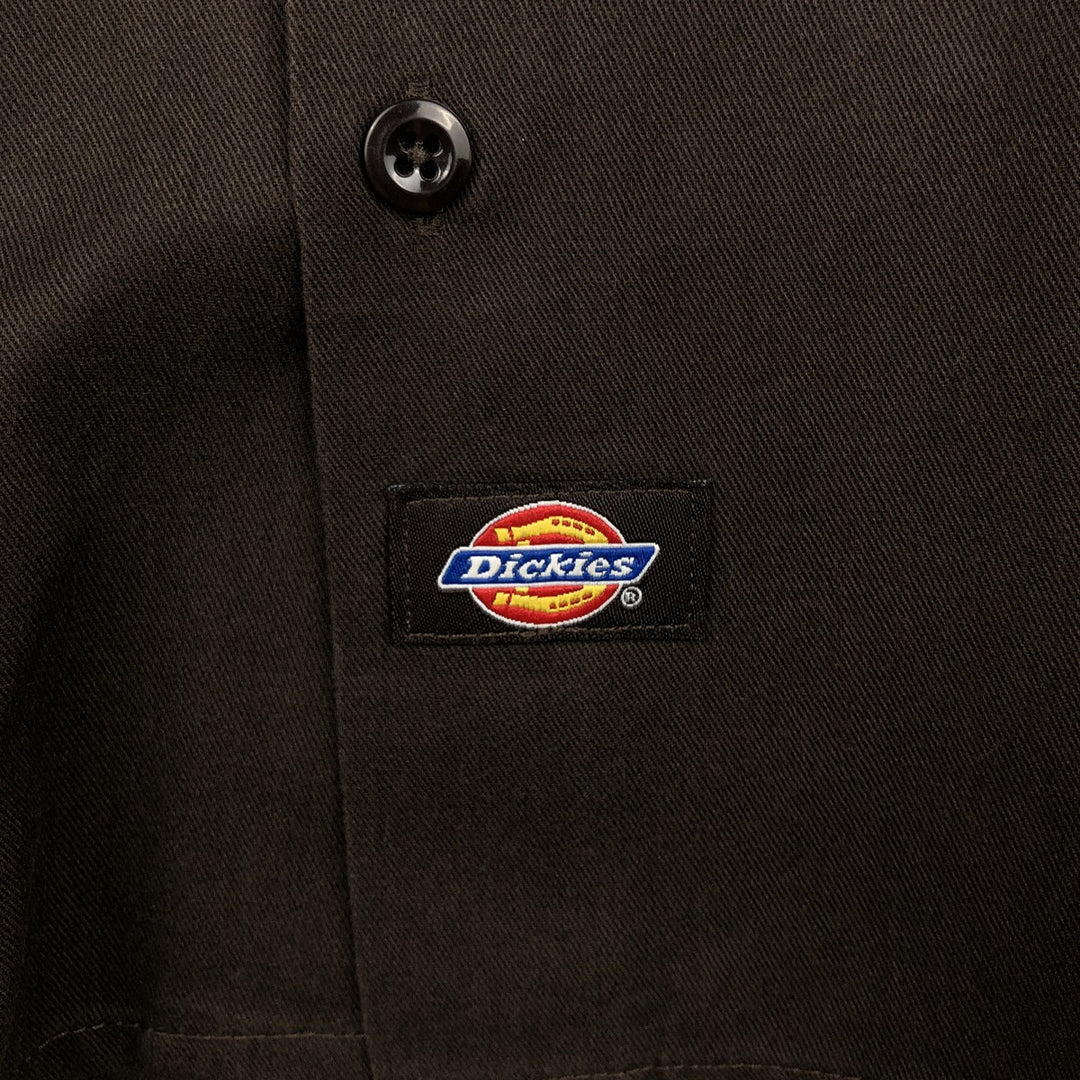 Dickies Short Sleeve Work Shirt Box Shirt Men's L Size polyester brown type Vintage Second Hand