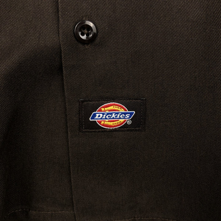 Dickies Short Sleeve Work Shirt Box Shirt Men's L Size polyester brown type Vintage Second Hand