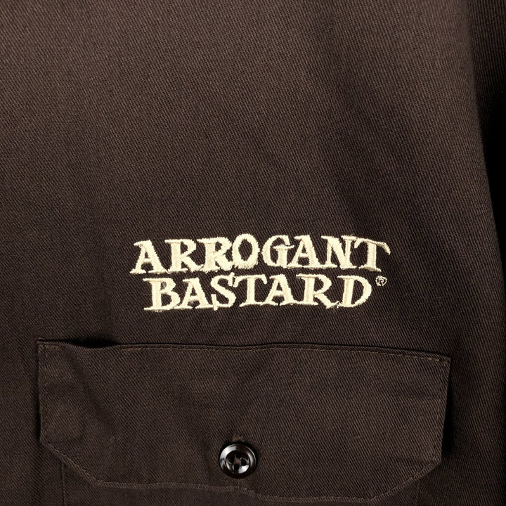 Dickies ARROGANT BASTARD ALE Short-Sleeve Work Shirt, Boxy Shirt, Men's Size L (approx.) polyester brown type Vintage Second Hand