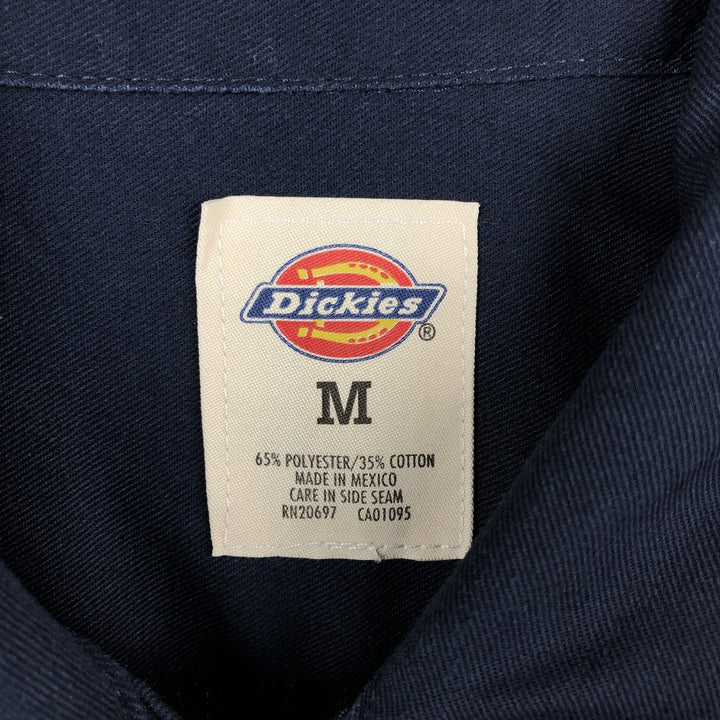Dickies Short Sleeve Work Shirt Box Shirt Men's M Size polyester navy blue type Vintage Second Hand