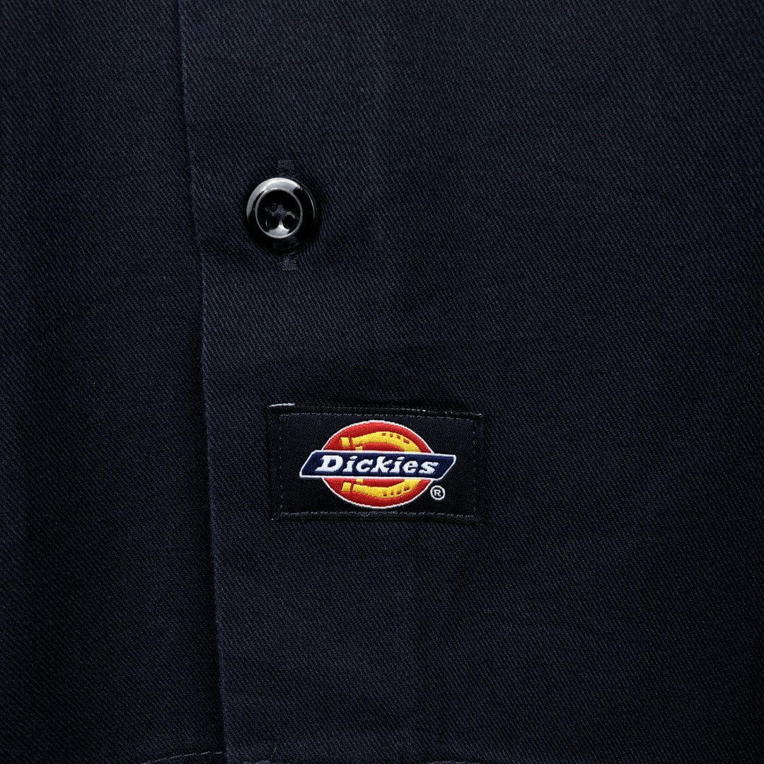 Dickies Short Sleeve Work Shirt Box Shirt Men's M Size polyester navy blue type Vintage Second Hand