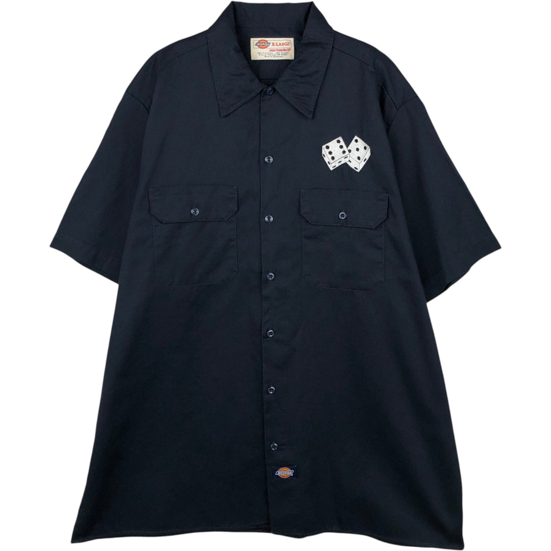 Dickies Short Sleeve Work Shirt Box Shirt Men's XL polyester black type Vintage Second Hand