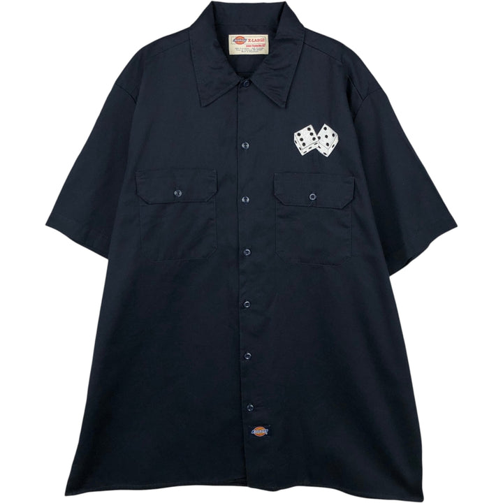 Dickies Short Sleeve Work Shirt Box Shirt Men's XL polyester black type Vintage Second Hand