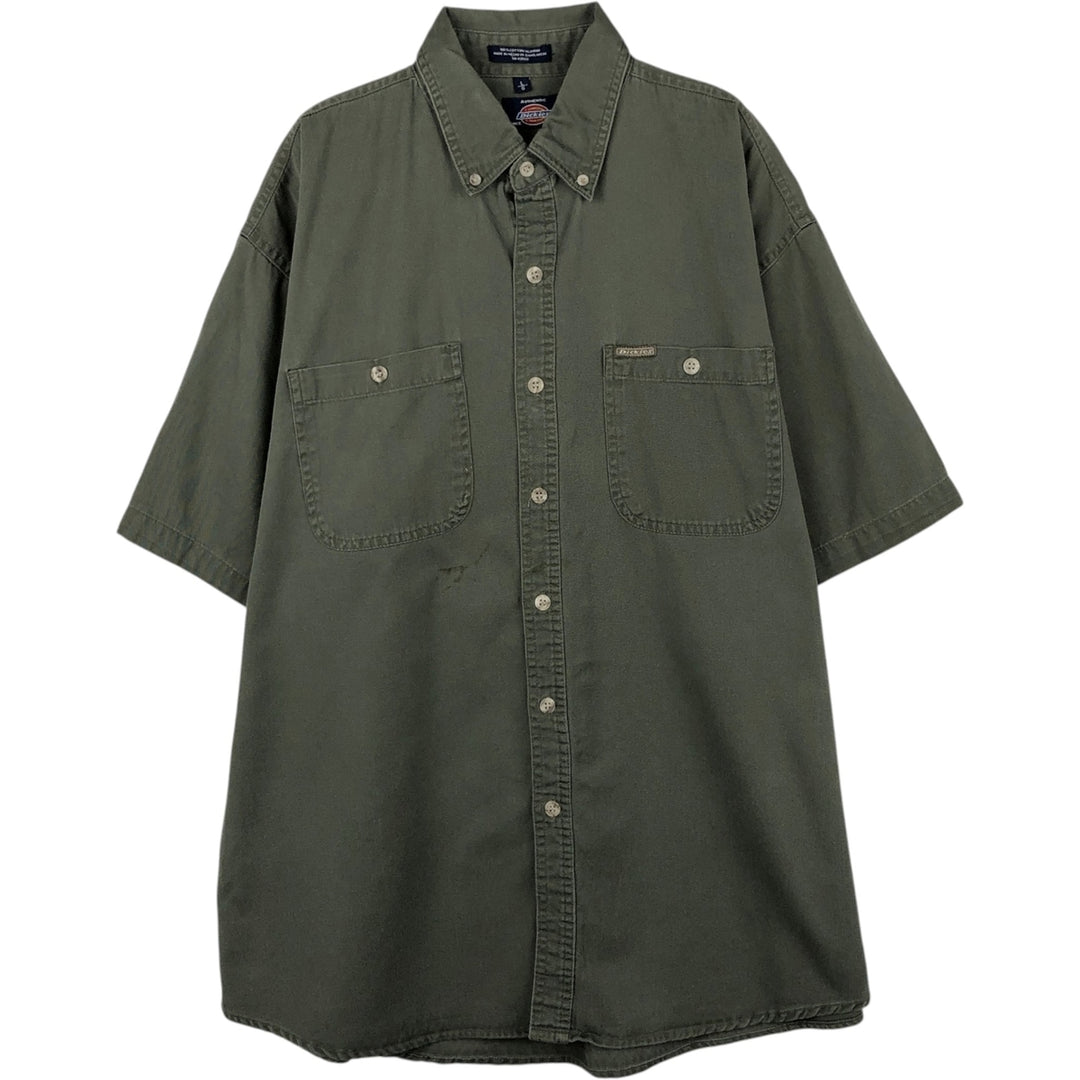 Dickies button-down short-sleeved work shirt, men's size L (approx.) cotton Khaki type Vintage Second Hand