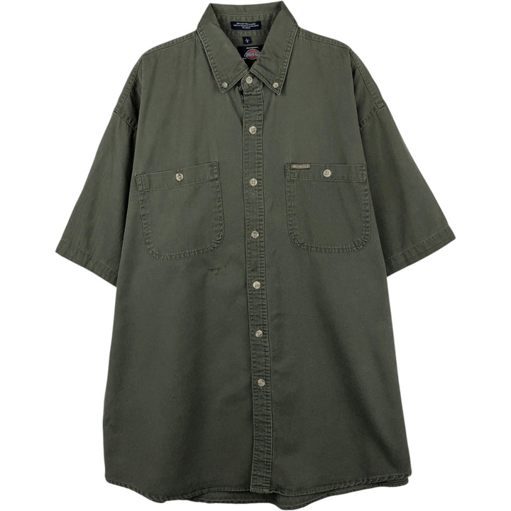 Dickies button-down short-sleeved work shirt, men's size L (approx.) cotton Khaki type Vintage Second Hand