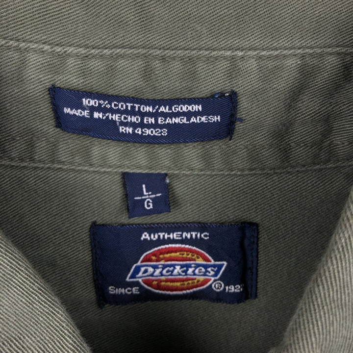 Dickies button-down short-sleeved work shirt, men's size L (approx.) cotton Khaki type Vintage Second Hand