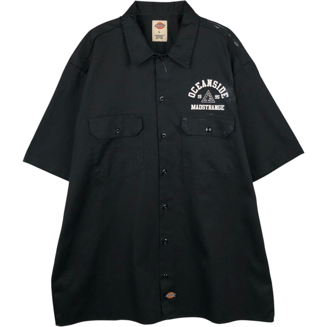 Dickies Short Sleeve Work Shirt Box Shirt Men's L Size polyester black type Vintage Second Hand