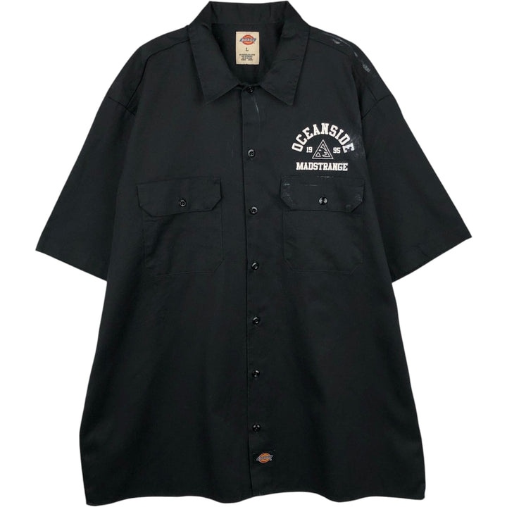 Dickies Short Sleeve Work Shirt Box Shirt Men's L Size polyester black type Vintage Second Hand