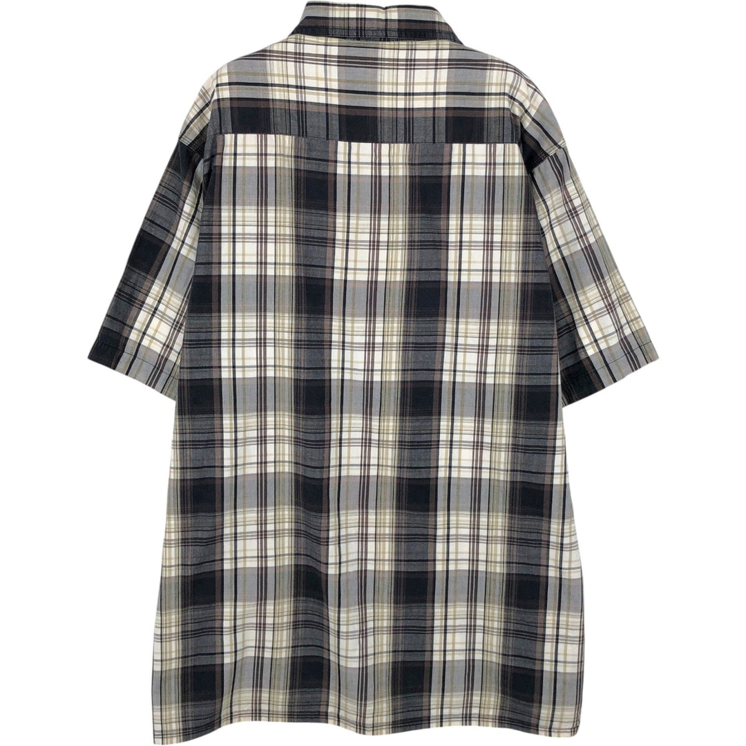 Dickies Check Pattern Short Sleeve Work Shirt Box Shirt Men's XXL cotton black type Vintage Second Hand