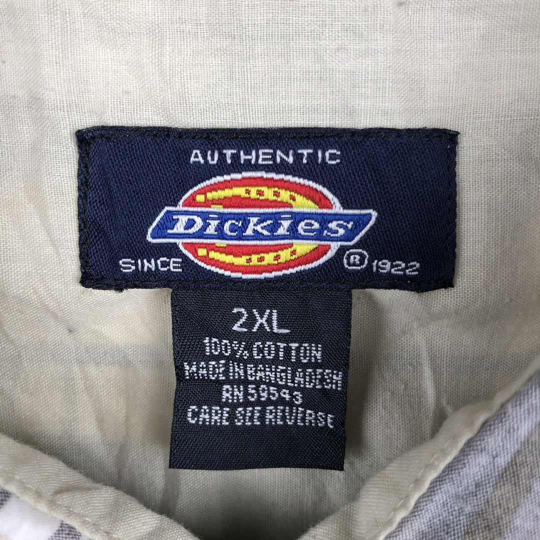 Dickies Check Pattern Short Sleeve Work Shirt Box Shirt Men's XXL cotton black type Vintage Second Hand