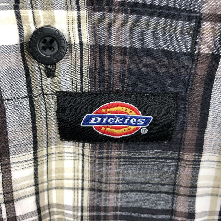 Dickies Check Pattern Short Sleeve Work Shirt Box Shirt Men's XXL cotton black type Vintage Second Hand