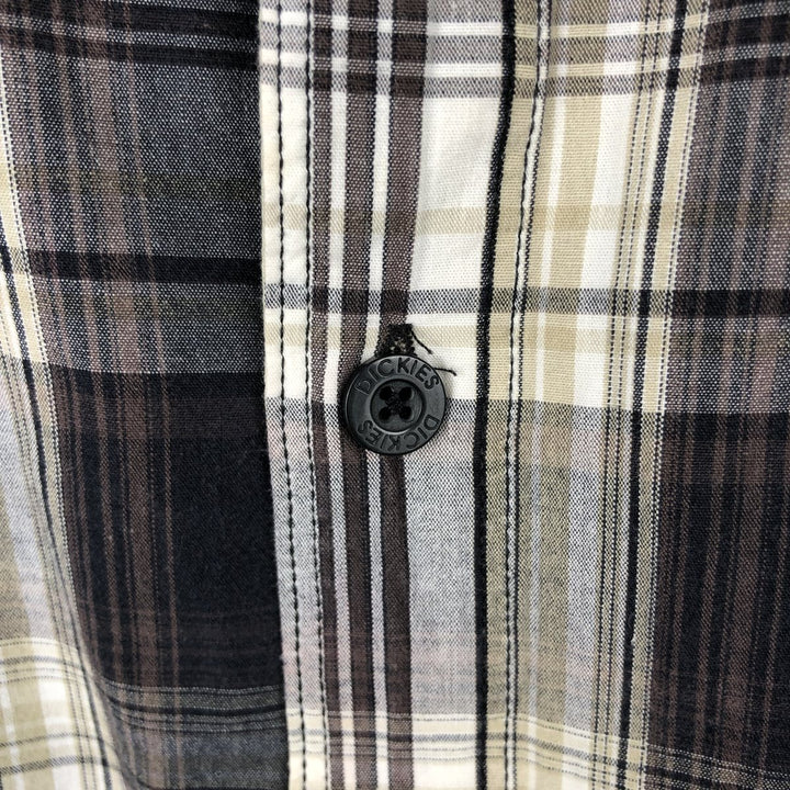 Dickies Check Pattern Short Sleeve Work Shirt Box Shirt Men's XXL cotton black type Vintage Second Hand